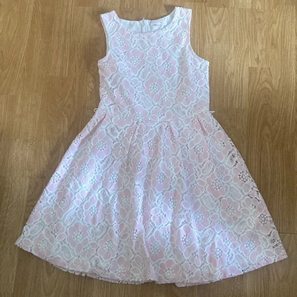 scooter brown dress Scooter Brown Girls 11/12 Sz pink lacy sleeve less dress